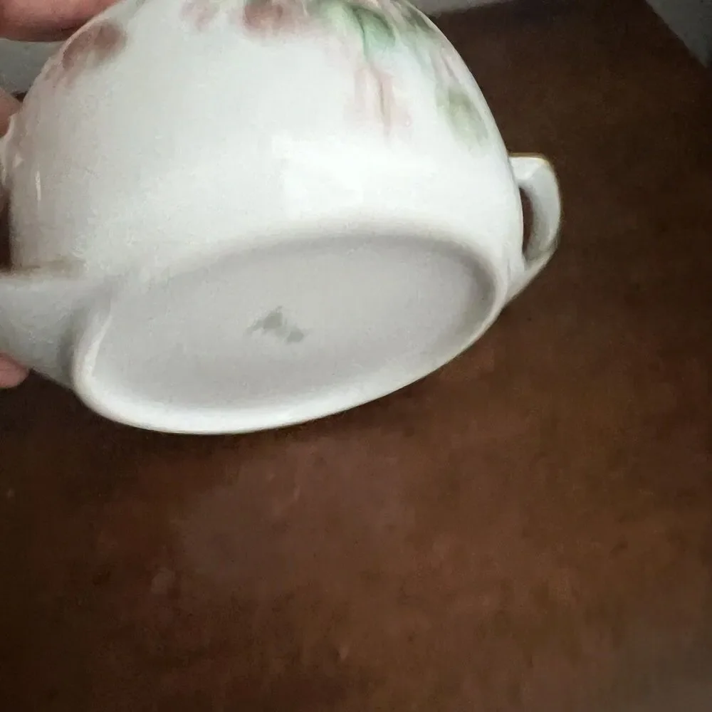 Imperial Austria Creamer & Covered Sugar Pink Floral Hand Painted Signed